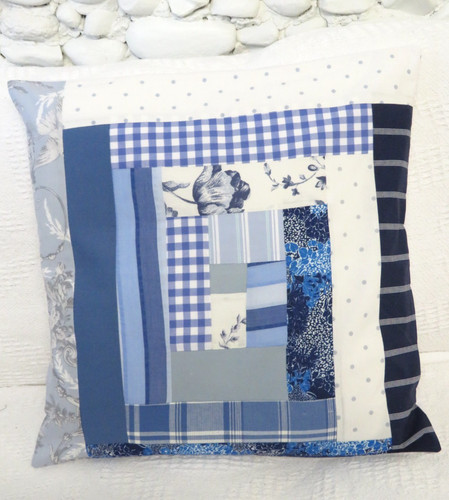 Patchwork cushion cover blue - cushion,