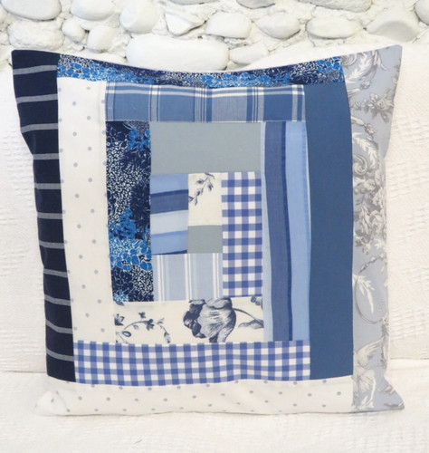 Patchwork cushion cover - cover,, blue